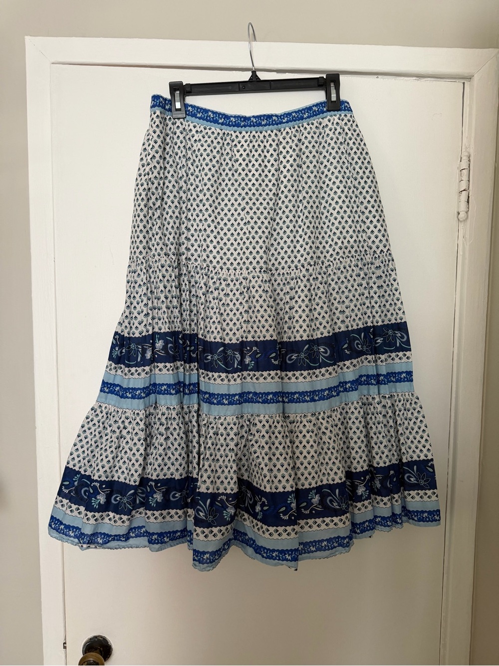 J. Crew Blue and White Tiered Skirt
